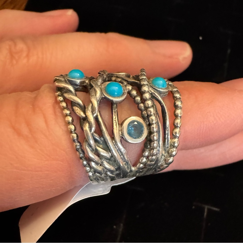 Or Paz Sterling Silver Turquoise Ring (size 6) - Picture 2 of 5